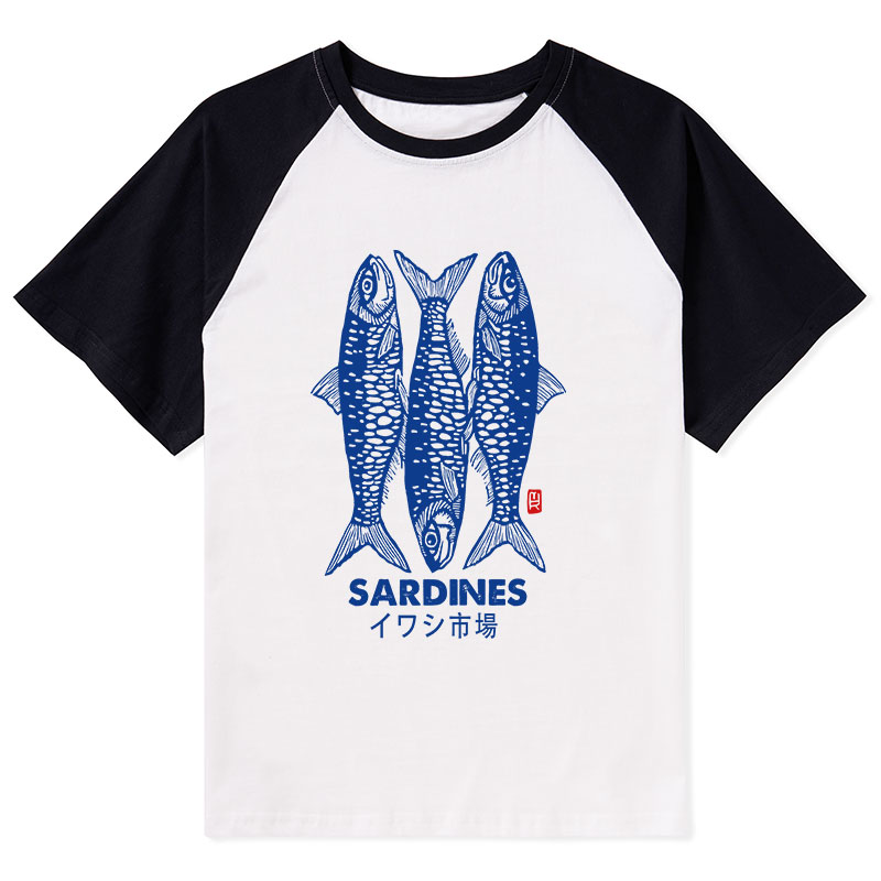 Tokyo-Tiger Sardines Market Raglan T-shirt