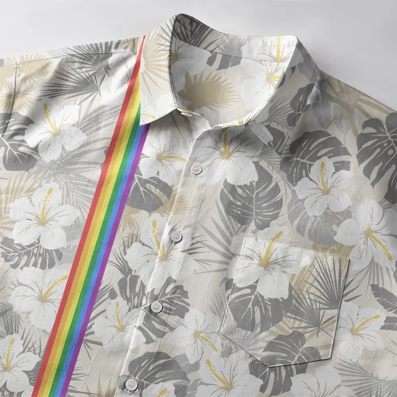 Tokyo-Tiger Rainbow Blooms Chic Floral Button-up Shirt