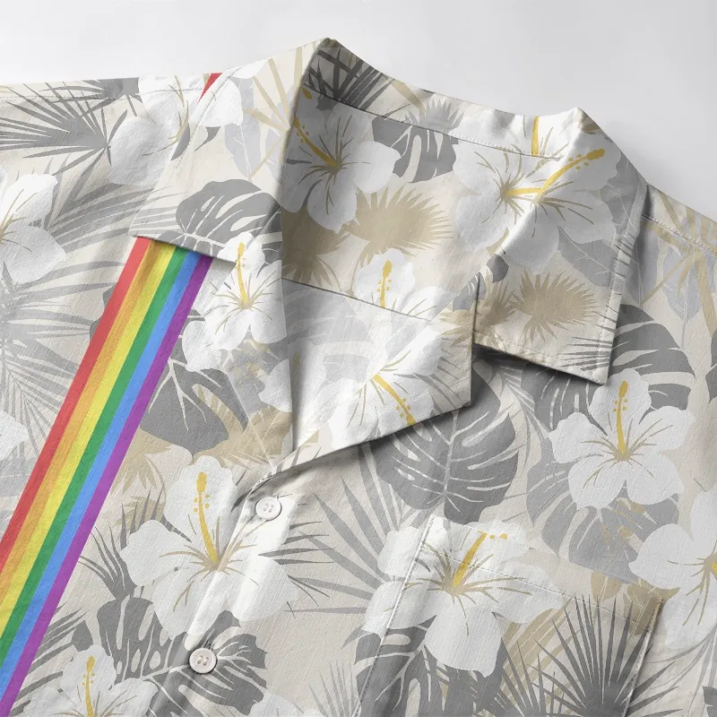 Tokyo-Tiger Rainbow Blooms Chic Floral Aloha Japanese Hawaiian Shirt