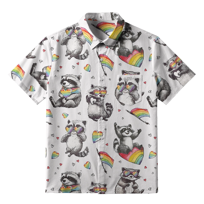 Tokyo-Tiger Pride Raccoon Button-up Shirt
