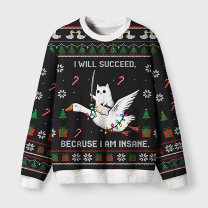 Tokyo-Tiger Goose And Ghost Cat：The Crazy Path To Success Fuzzy Christmas Ugly Sweatshirt