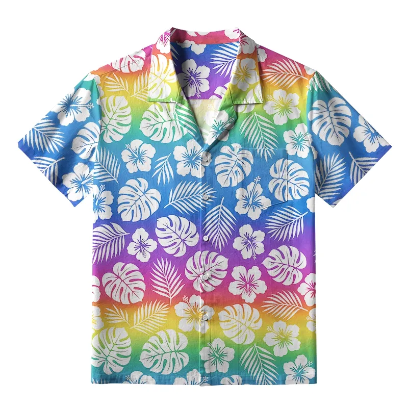 Tokyo-Tiger Pride in Bloom Rainbow Leaves Hawaiian Shirt