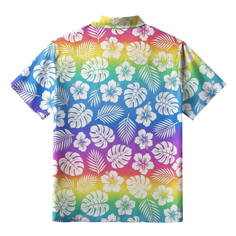 Tokyo-Tiger Pride in Bloom Rainbow Leaves Button-up Shirt