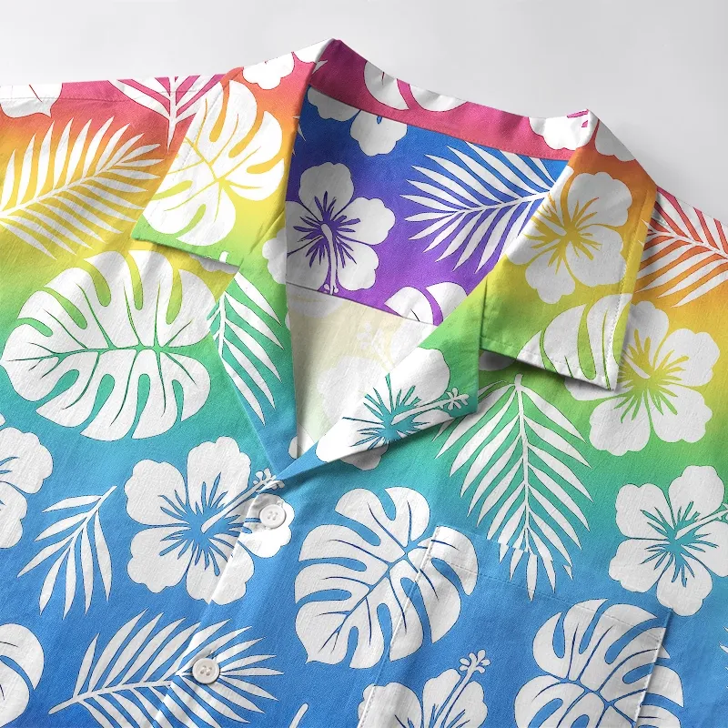 Tokyo-Tiger Pride in Bloom Rainbow Leaves Hawaiian Shirt