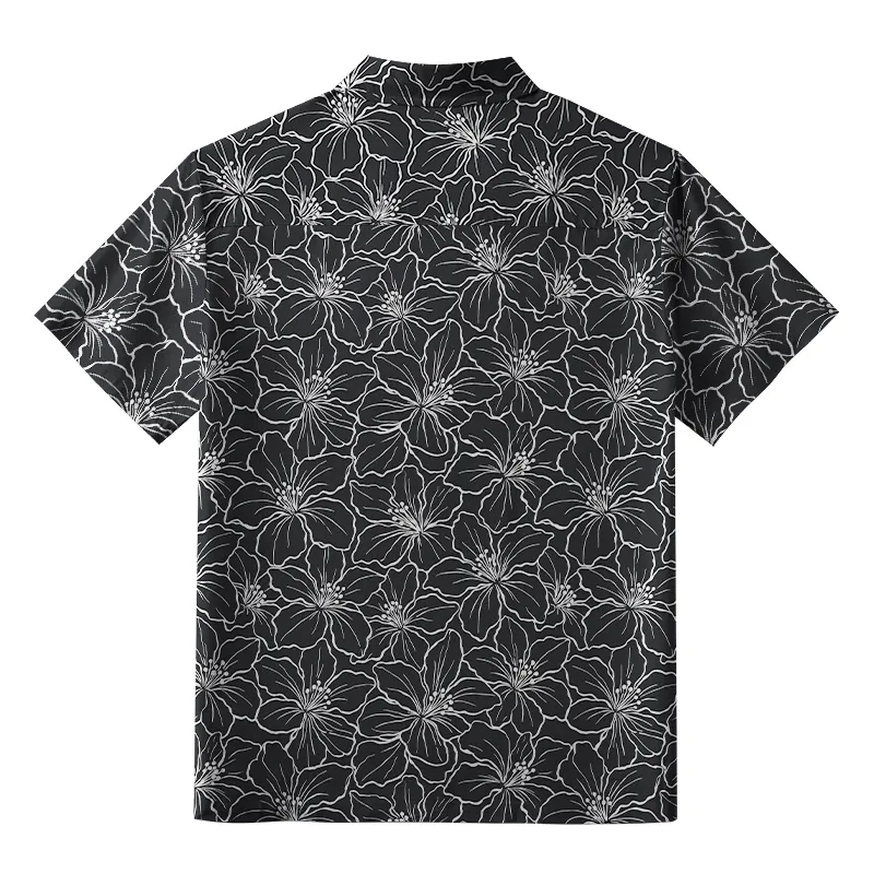 Tokyo-Tiger Rainbow Blooms Black Flowers Japanese Button-up Shirt