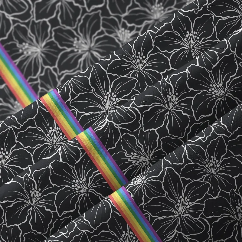 Tokyo-Tiger Rainbow Blooms Black Flowers Japanese Button-up Shirt