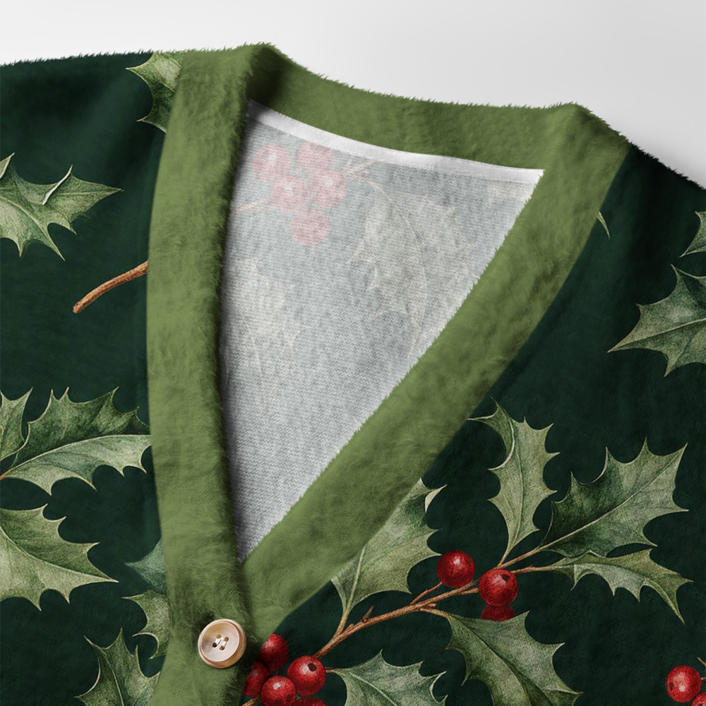Tokyo-Tiger Crimson Berry Holly Ugly Cardigan Sweater