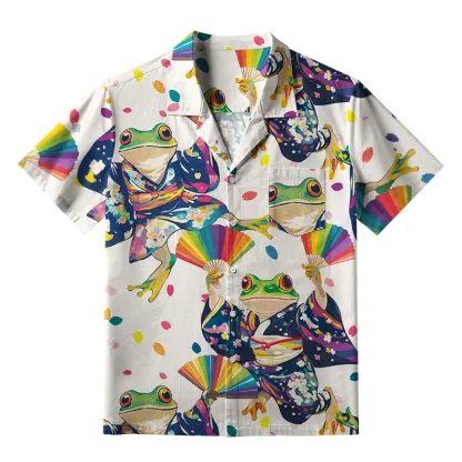Tokyo-Tiger Pride Rainbow Dancing Frog Aloha Hawaiian Shirt