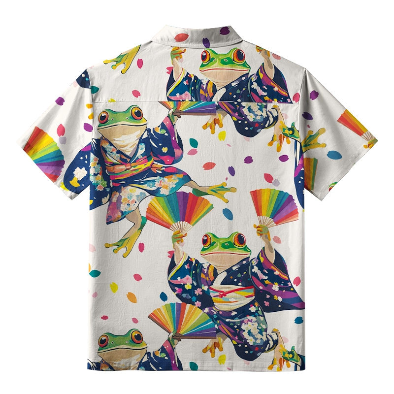 Tokyo-Tiger Pride Rainbow Dancing Frog Button-up Shirt