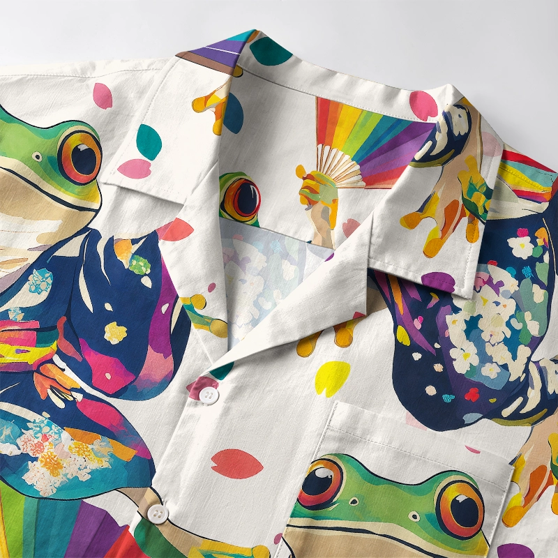 Tokyo-Tiger Pride Rainbow Dancing Frog Aloha Hawaiian Shirt