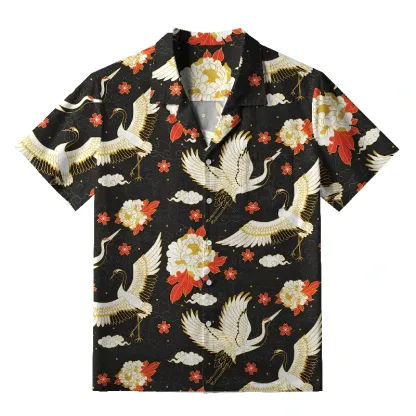 Tokyo-Tiger Celestial Cranes And Blossoms Aloha Hawaiian Shirt