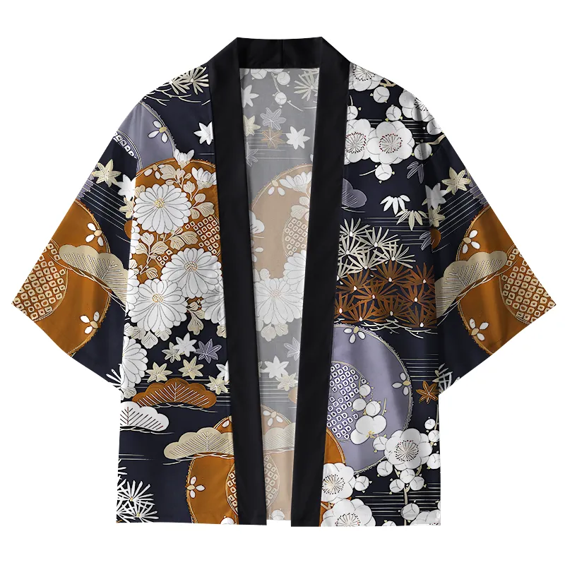 Tokyo-Tiger Japanese Traditional Flowers Kimono Cardigan