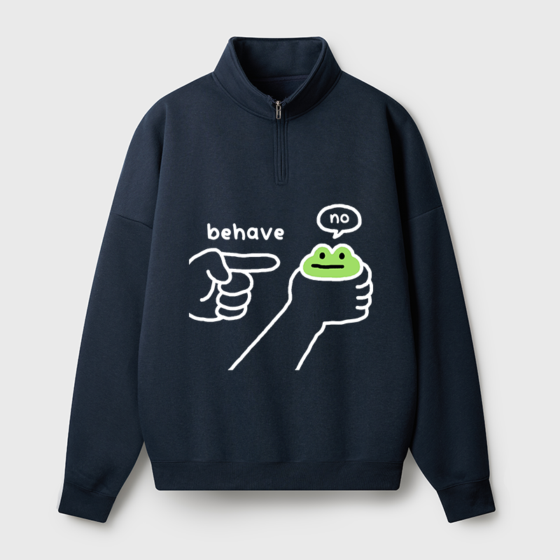 Tokyo-Tiger Dishonest Frog Half Zip Fleece Sweatshirt