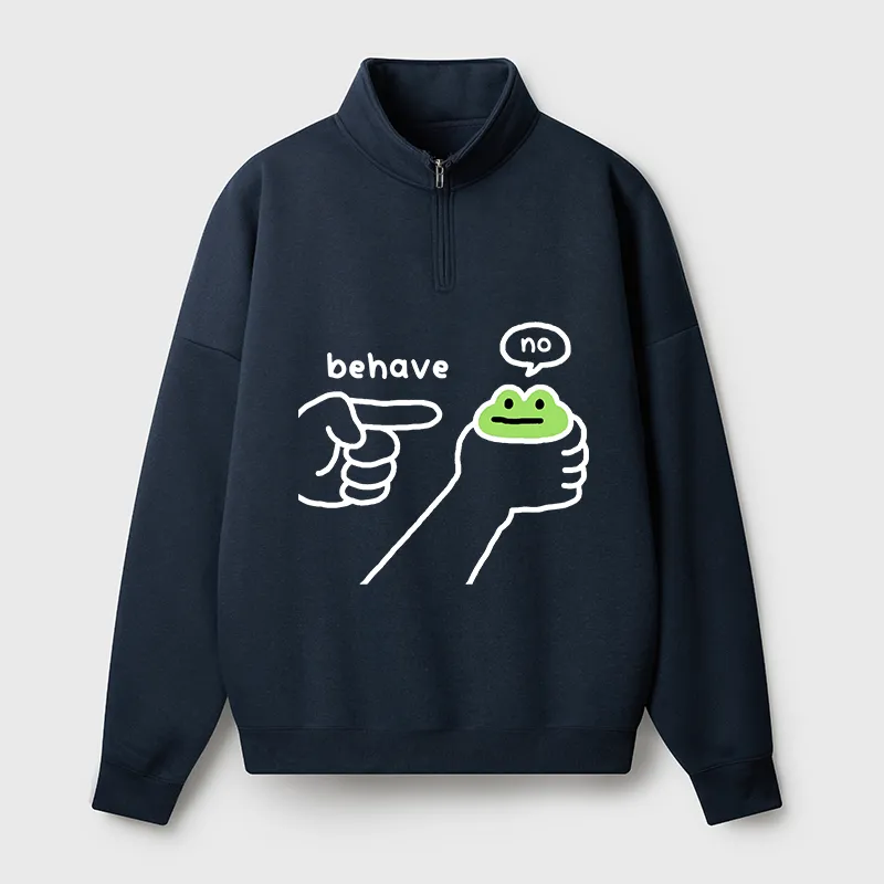 Tokyo-Tiger Dishonest Frog Half Zip Fleece Sweatshirt