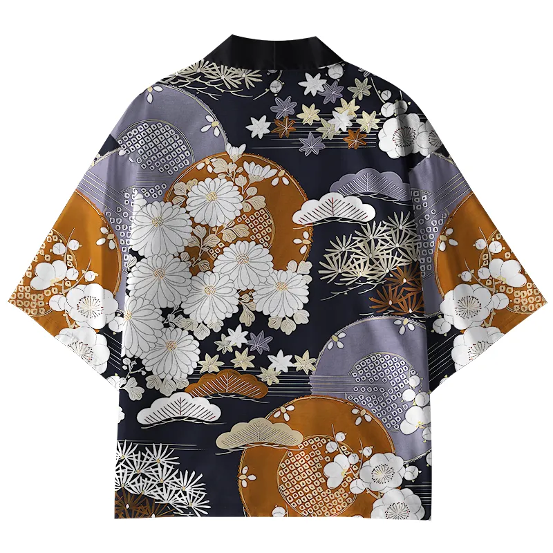 Tokyo-Tiger Japanese Traditional Flowers Kimono Cardigan