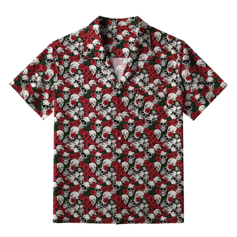 Tokyo-Tiger Gothic Skulls And Roses Aloha Hawaiian Shirt