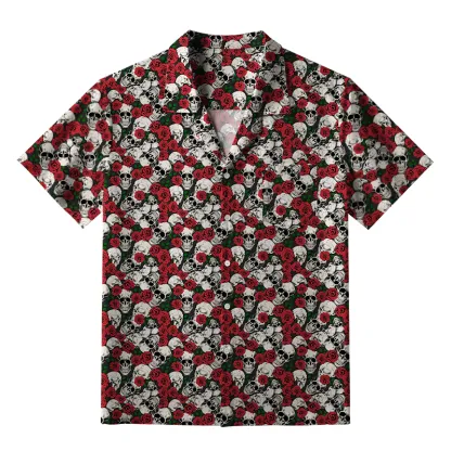 Tokyo-Tiger Gothic Skulls And Roses Aloha Hawaiian Shirt
