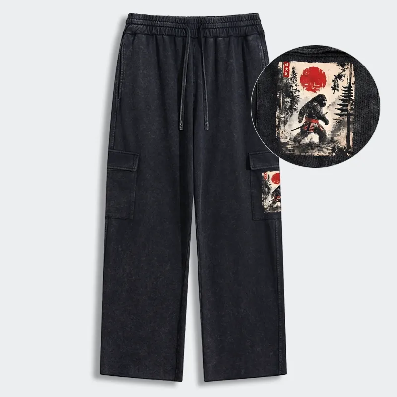 Tokyo-Tiger Japanese Samurai Bigfoot Washed Utility Sweatpants