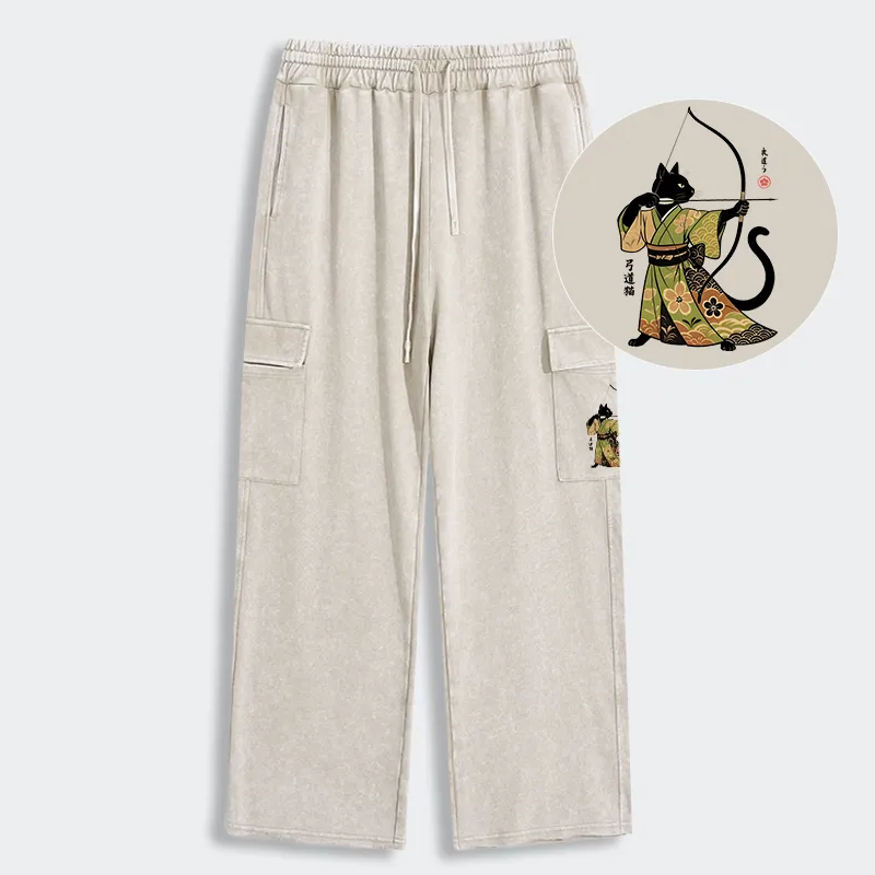 Tokyo-Tiger Japan Cat Archery Washed Utility Sweatpants