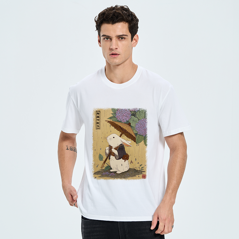 Tokyo-Tiger Ukiyoe Rainy Stroll Bunny Classic T-Shirt