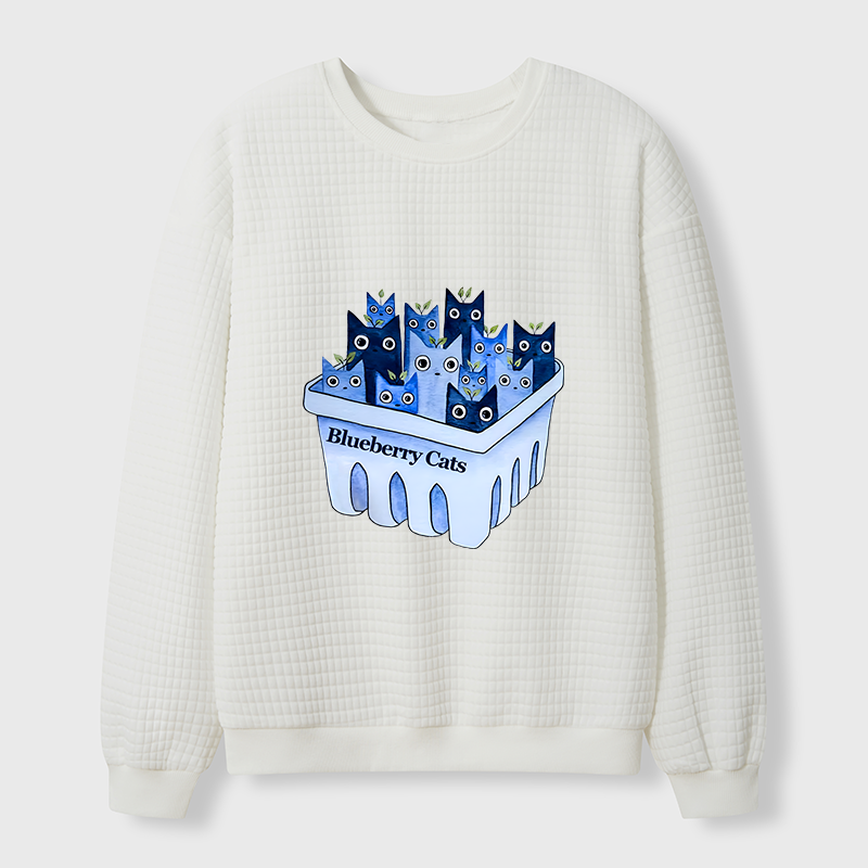 Tokyo-Tiger Blueberry Cats Waffle Sweatshirt