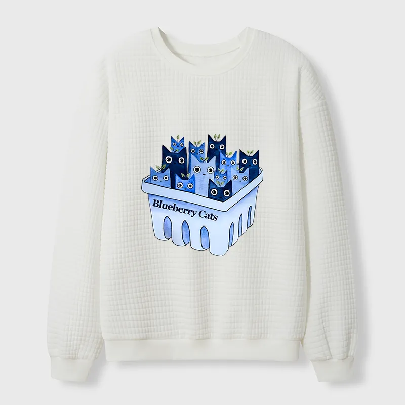 Tokyo-Tiger Blueberry Cats Waffle Sweatshirt
