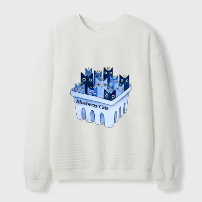 Tokyo-Tiger Blueberry Cats Waffle Sweatshirt