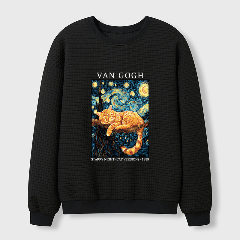 Tokyo-Tiger Starry Cat Dreams Waffle Sweatshirt