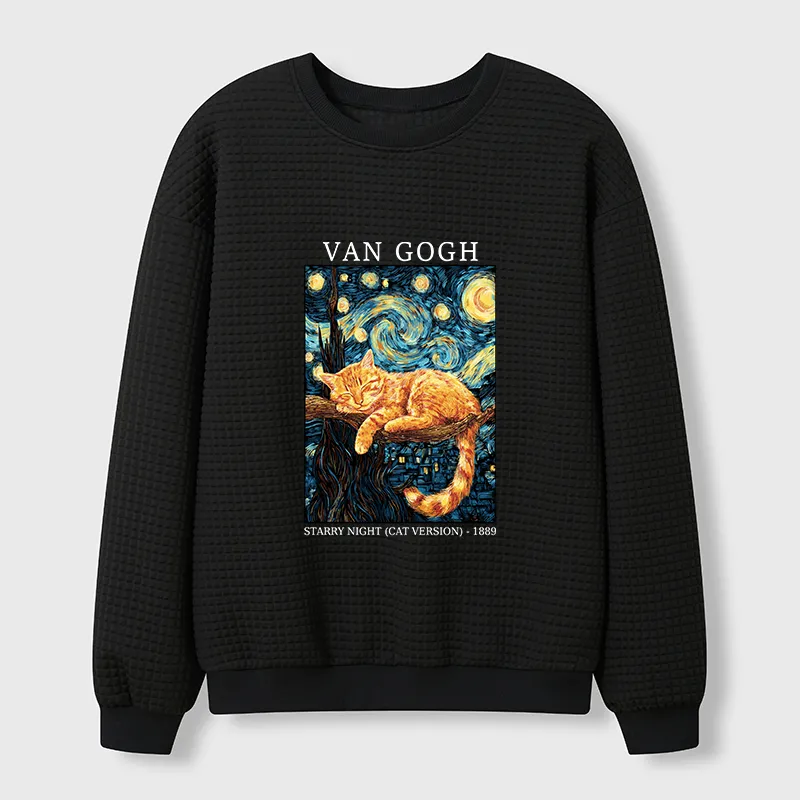 Tokyo-Tiger Starry Cat Dreams Waffle Sweatshirt