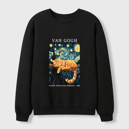 Tokyo-Tiger Starry Cat Dreams Waffle Sweatshirt