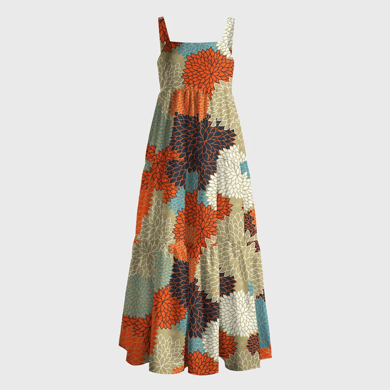 Tokyo-Tiger Autumn Flower Symphony Maxi Dress
