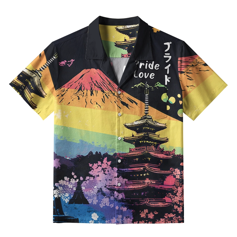 Tokyo-Tiger Pride Rainbow Mt. Fuji Landscape Aloha Hawaiian Shirt