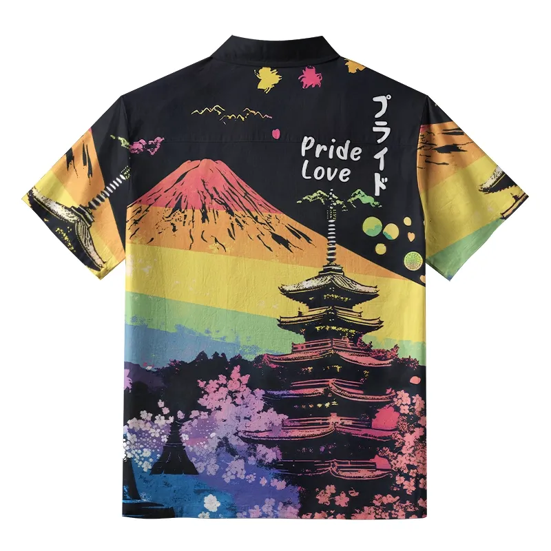 Tokyo-Tiger Pride Rainbow Mt. Fuji Landscape Aloha Hawaiian Shirt