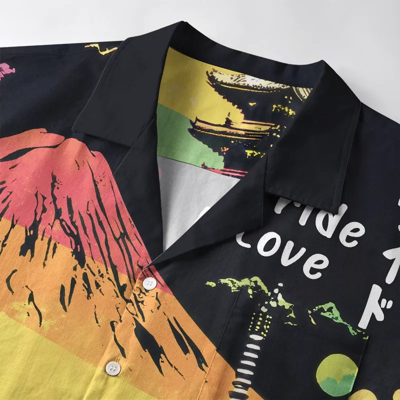 Tokyo-Tiger Pride Rainbow Mt. Fuji Landscape Aloha Hawaiian Shirt