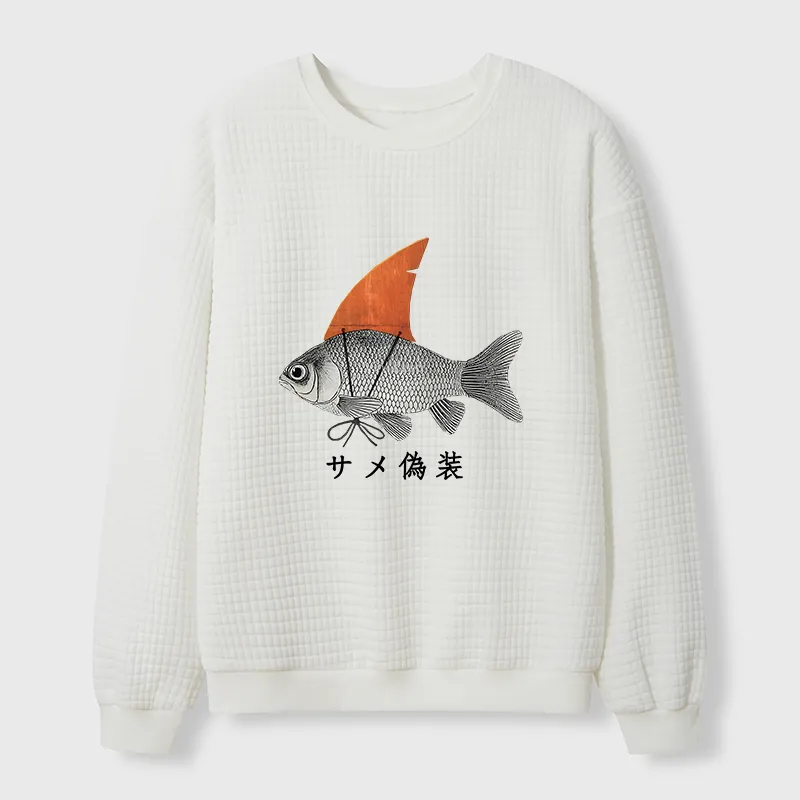 Tokyo-Tiger Fish Disguise Waffle Sweatshirt