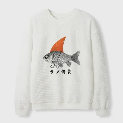 Tokyo-Tiger Fish Disguise Waffle Sweatshirt