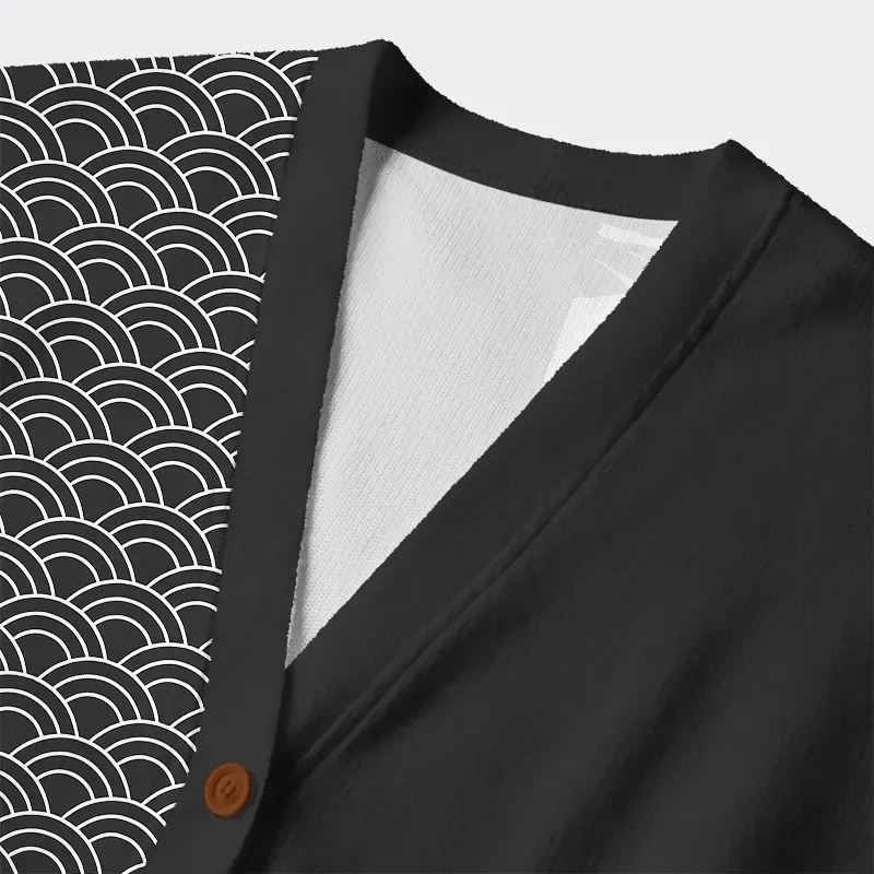 Tokyo-Tiger Tokyo-Tiger Half Of The Wave Ugly Cardigan Sweater