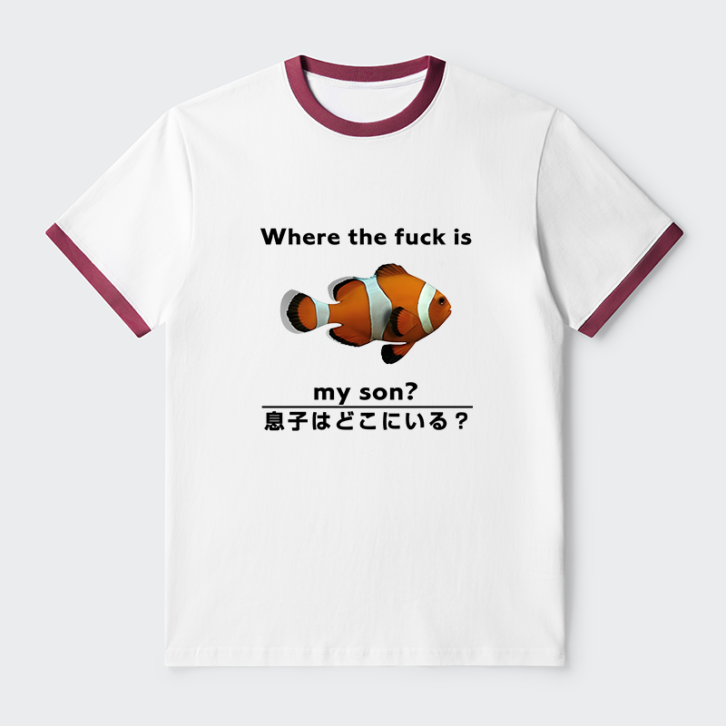 Tokyo-Tiger Fish Looking For Son Contrast Trim T-Shirt