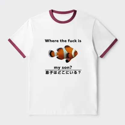 Tokyo-Tiger Fish Looking For Son Contrast Trim T-Shirt