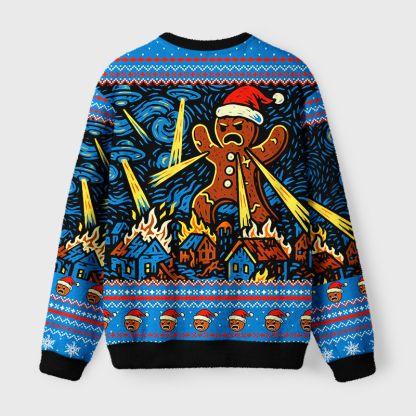 Tokyo-Tiger Gingerbread Man Causes Disruption Fuzzy Christmas Ugly Sweatshirt