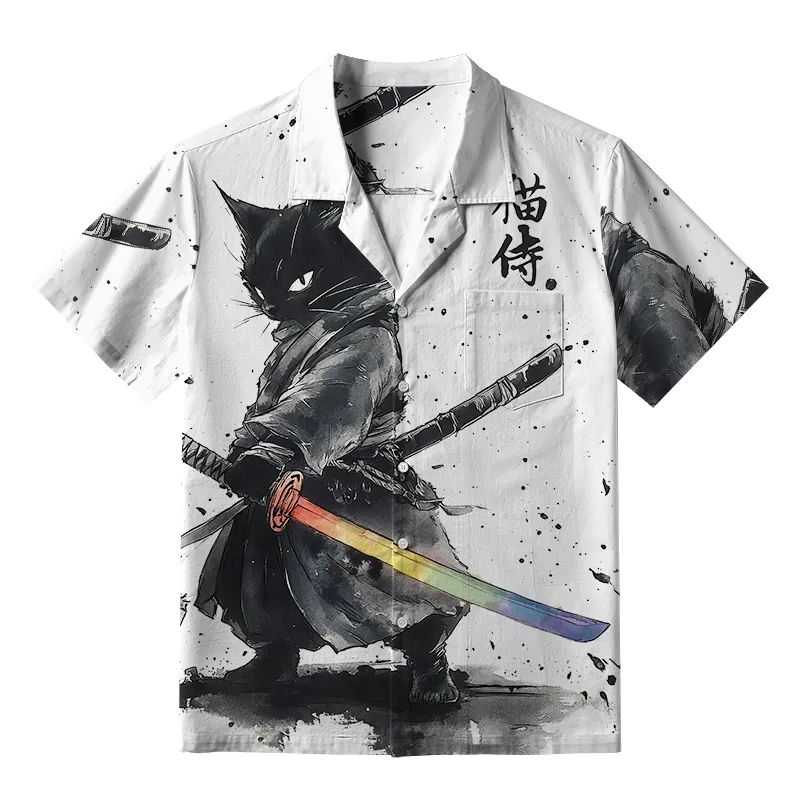 Tokyo-Tiger Cat Holding A Rainbow Sword Aloha Hawaiian Shirt