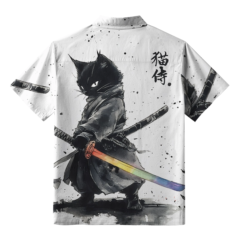 Tokyo-Tiger Cat Holding A Rainbow Sword Button-up Shirt