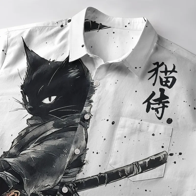 Tokyo-Tiger Cat Holding A Rainbow Sword Button-up Shirt