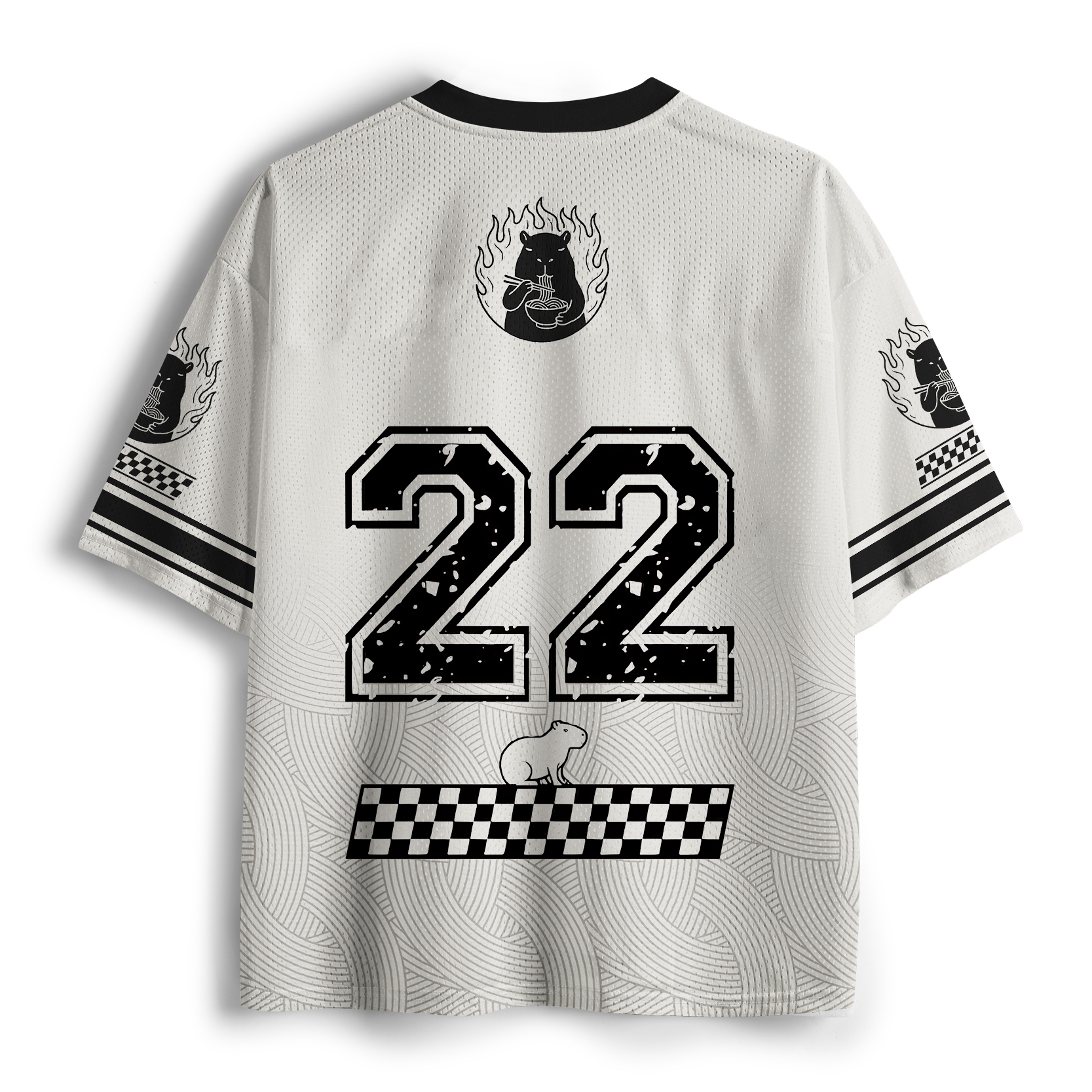 Tokyo-Tiger Cute Capybara Eating Ramen Mesh Jersey