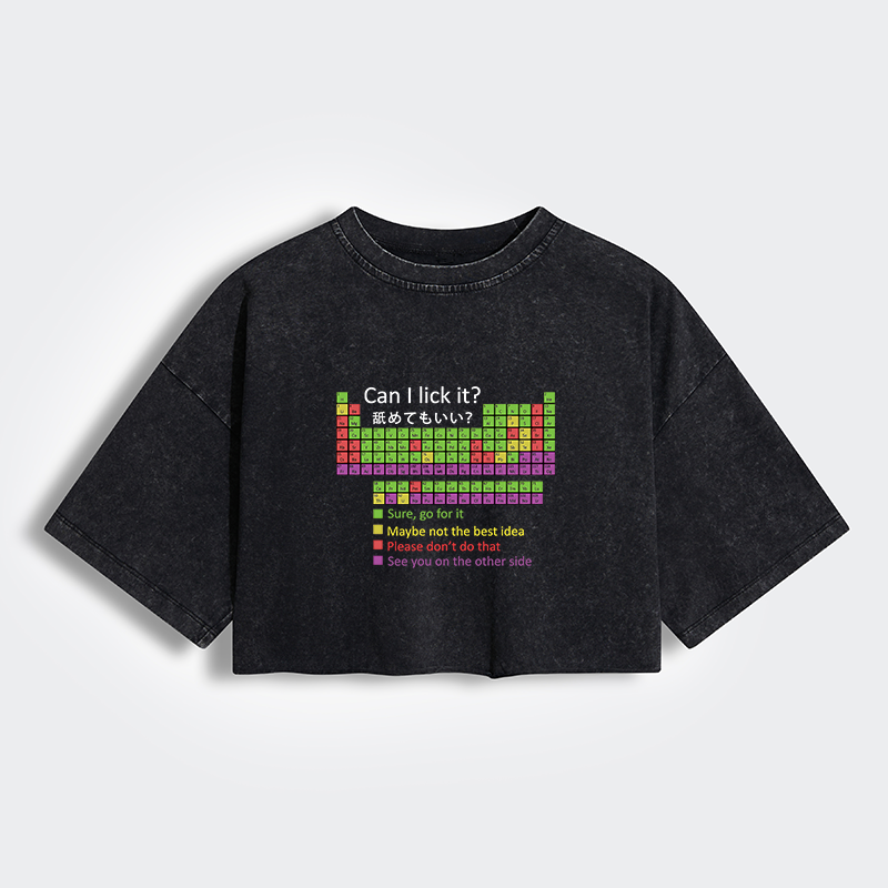 Tokyo-Tiger Can I Lick It Women's Washed Crop T-Shirt