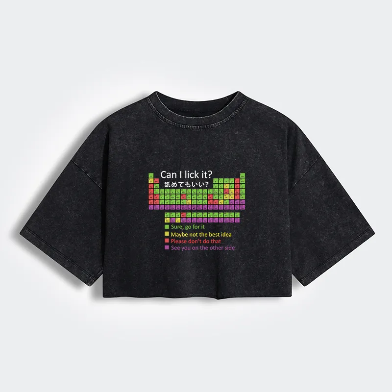 Tokyo-Tiger Can I Lick It Women's Washed Crop T-Shirt