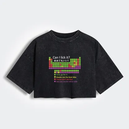 Tokyo-Tiger Can I Lick It Women's Washed Crop T-Shirt