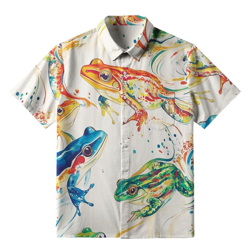 Tokyo-Tiger Japanese Rainbow Frog Button-up Shirt
