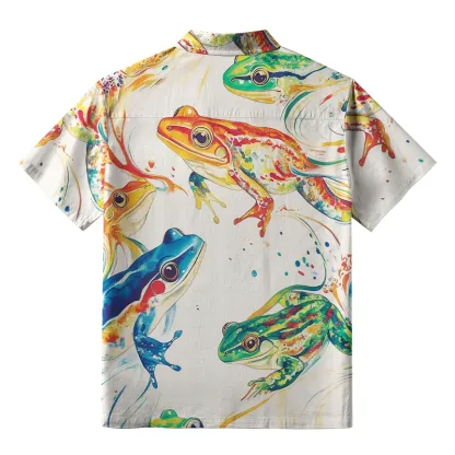 Tokyo-Tiger Japanese Rainbow Frog Button-up Shirt