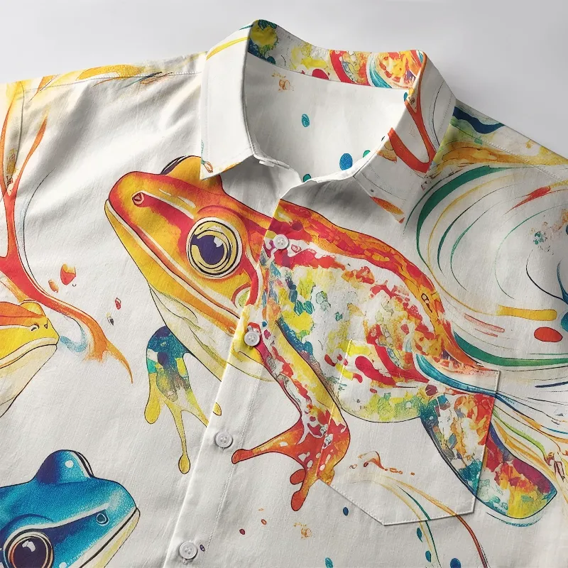 Tokyo-Tiger Japanese Rainbow Frog Button-up Shirt